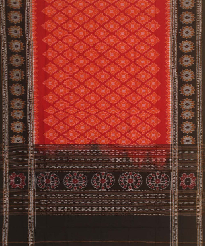 orange black handloom cotton sambalpuri dupatta