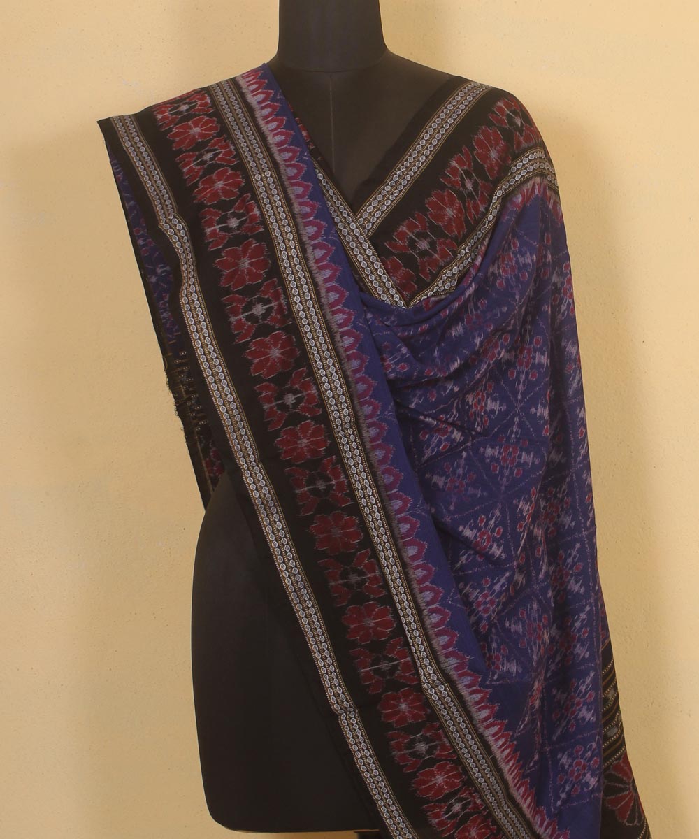 navy blue black handloom cotton sambalpuri dupatta