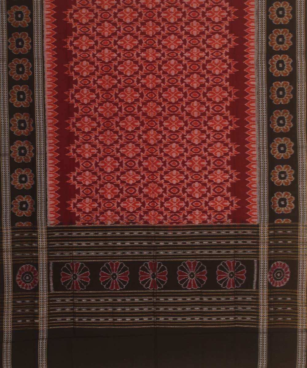 maroon black handloom cotton sambalpuri dupatta