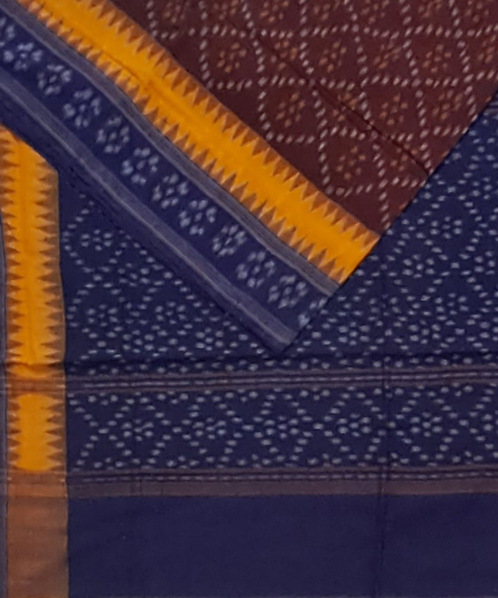 Brown blue cotton handloom sambalpuri saree