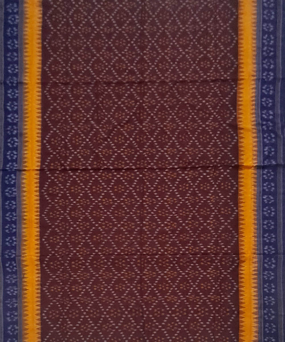 Brown blue cotton handloom sambalpuri saree