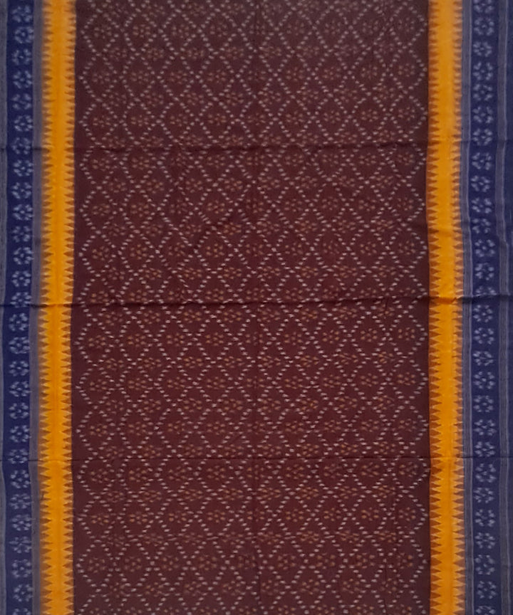 Brown blue cotton handloom sambalpuri saree