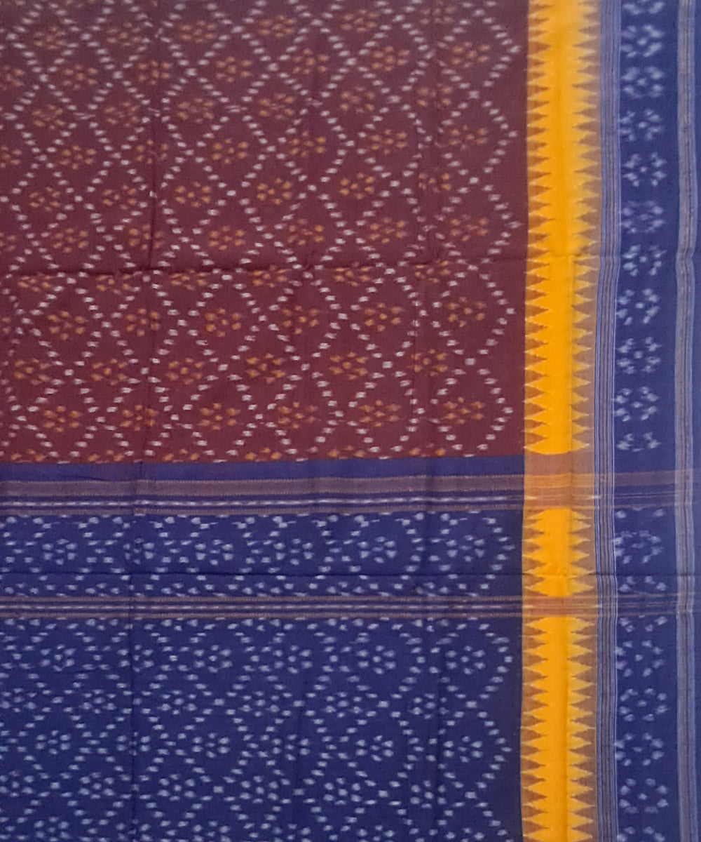 Brown blue cotton handloom sambalpuri saree