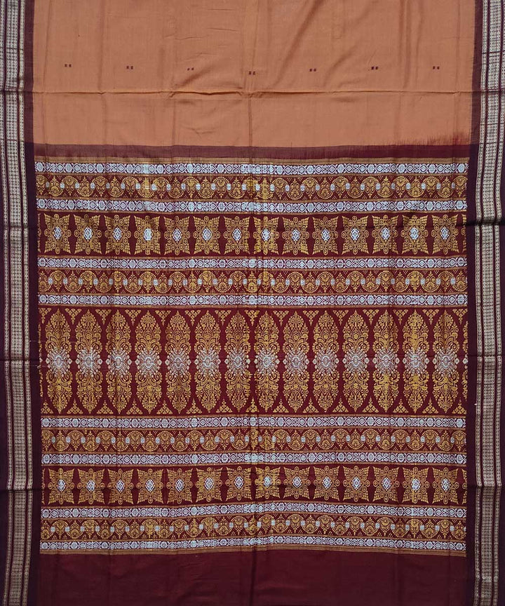 Brown maroon cotton handloom bomkai saree