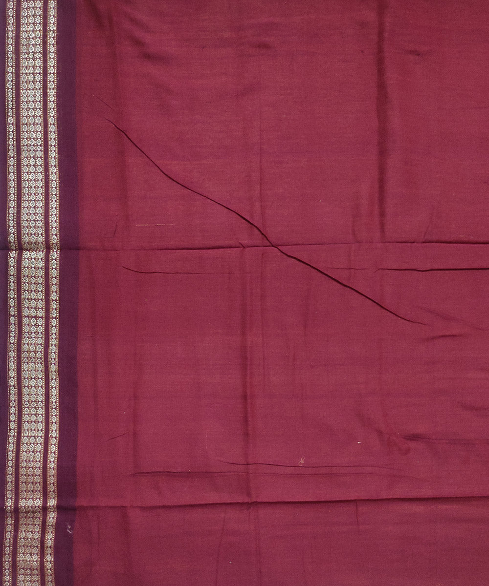 Brown maroon cotton handloom bomkai saree