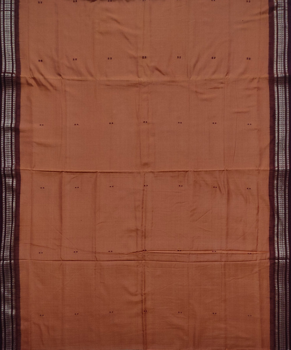 Brown maroon cotton handloom bomkai saree