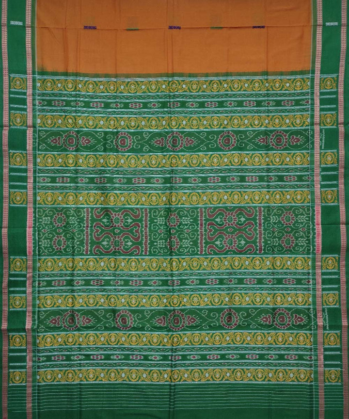 Brown green cotton handloom bomkai saree