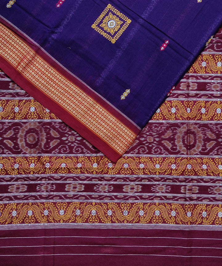 Purple maroon cotton handloom bomkai saree
