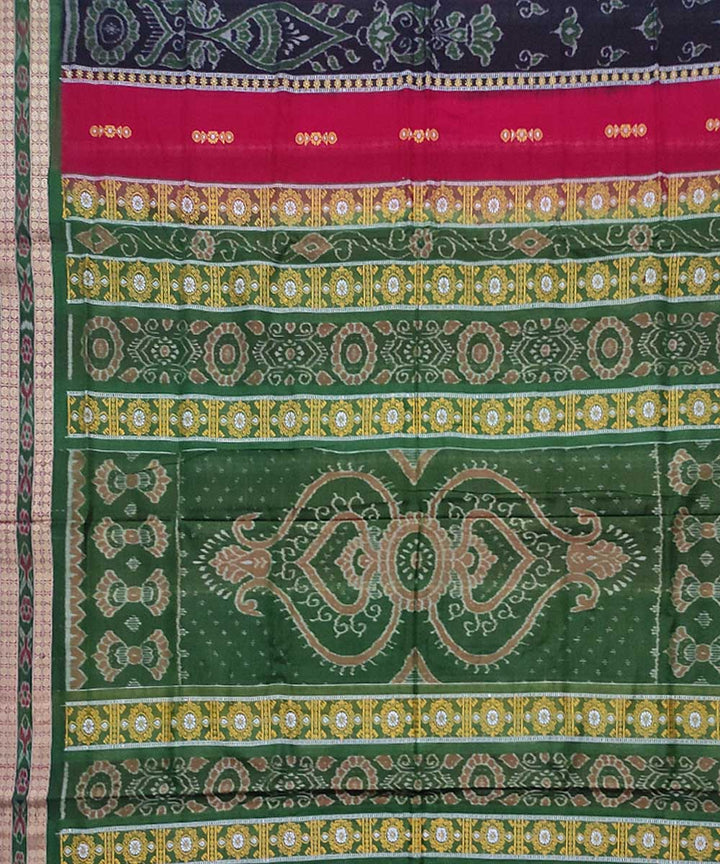 Red black green cotton handloom bomkai saree