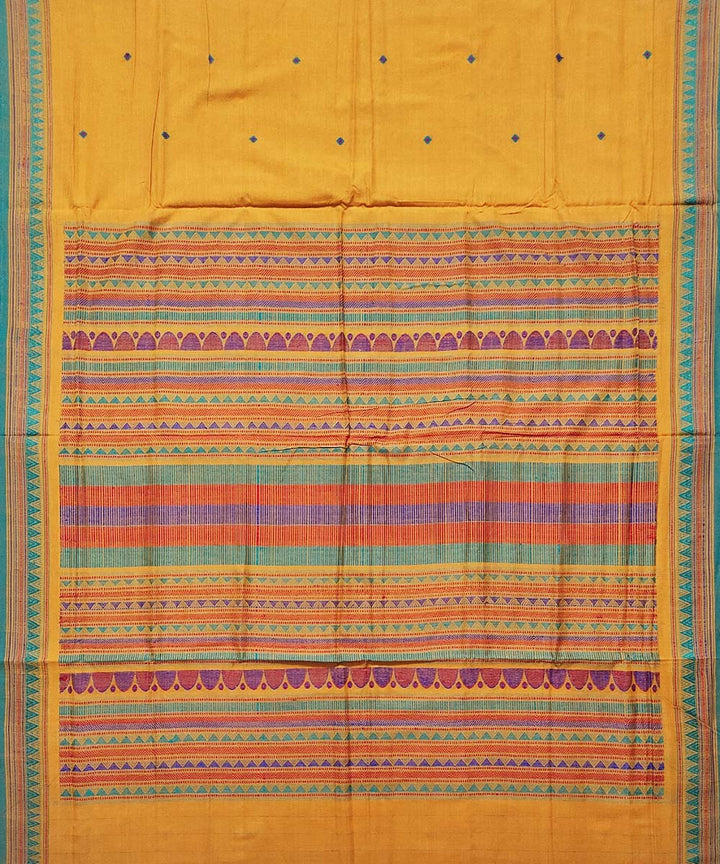Yellow green cotton handloom dongoria saree