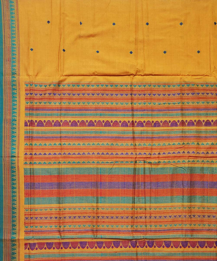 Yellow green cotton handloom dongoria saree