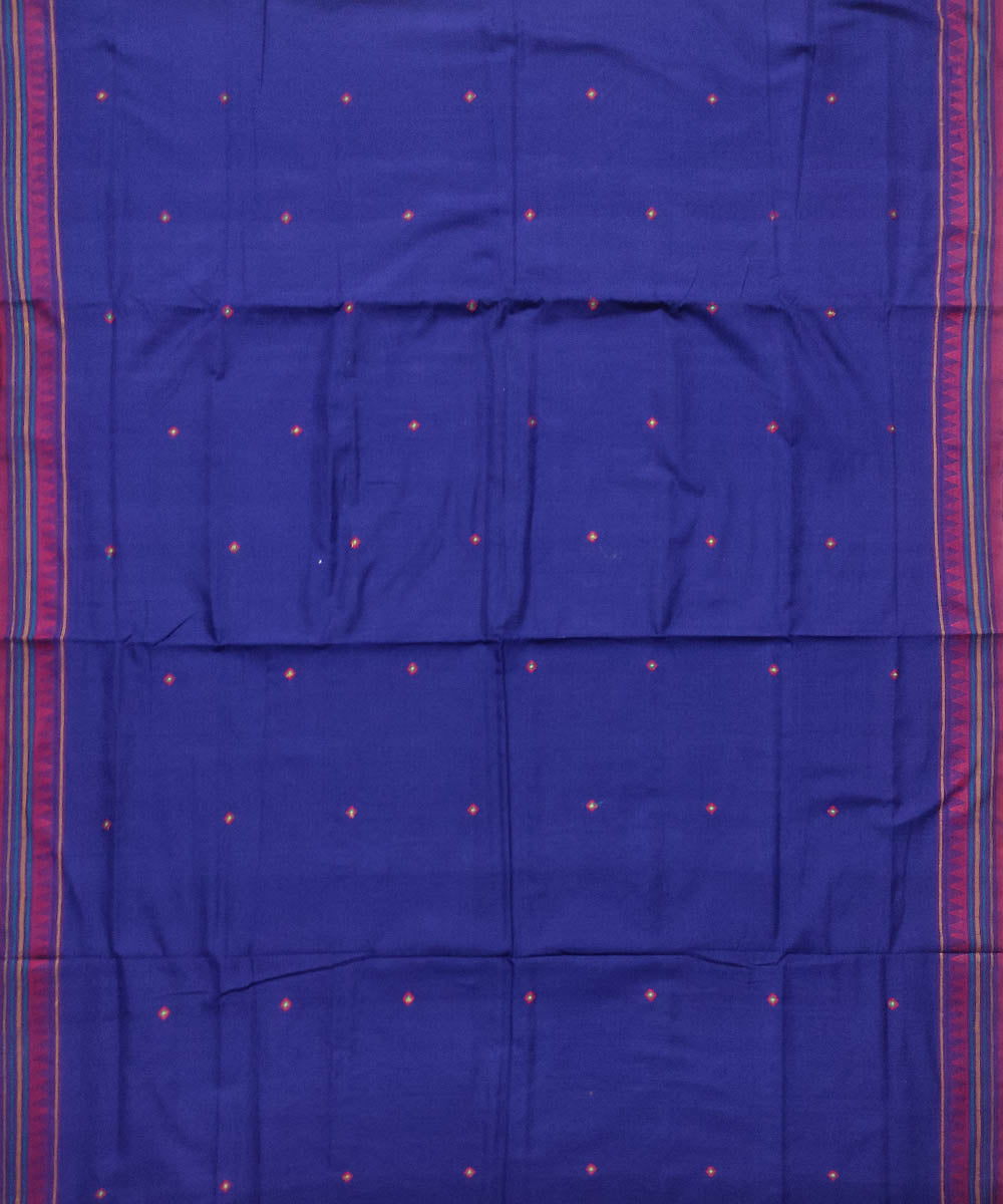 Navy blue red cotton handloom dongoria saree