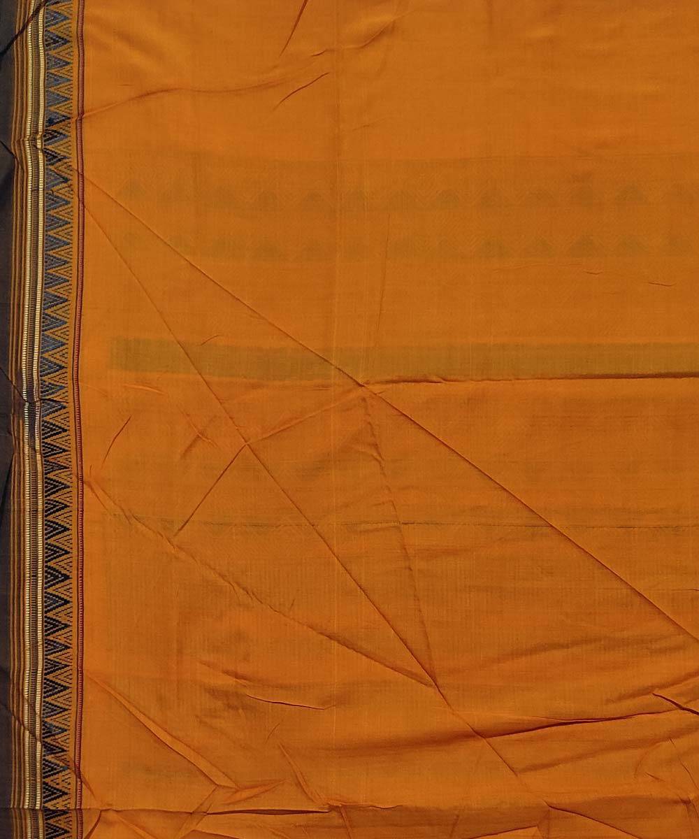 Yellow black cotton handloom dongoria saree