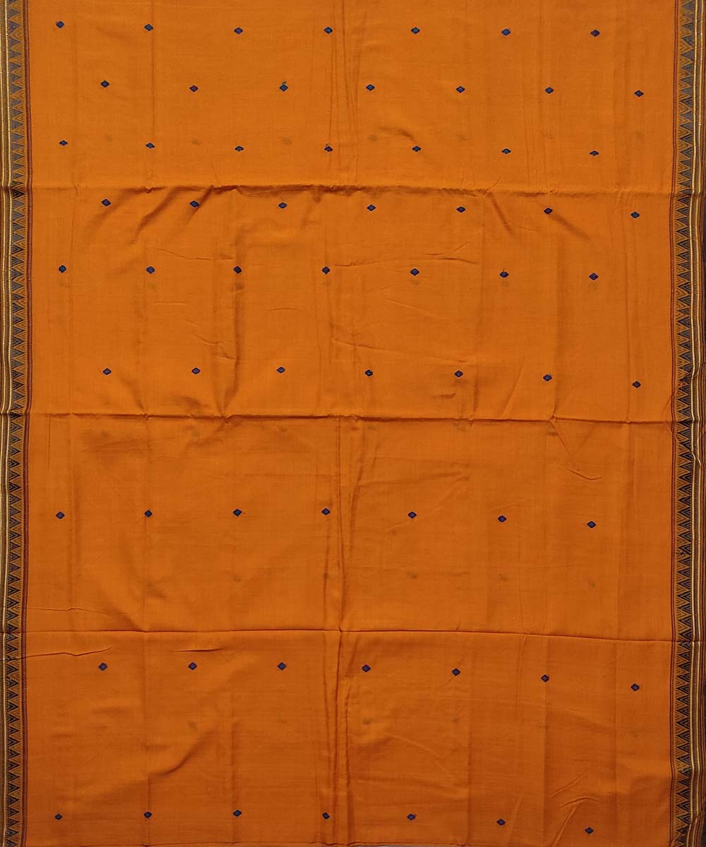 Yellow black cotton handloom dongoria saree