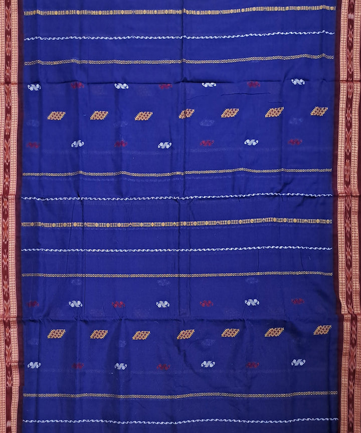 Navy blue deep maroon cotton handloom bomkai saree