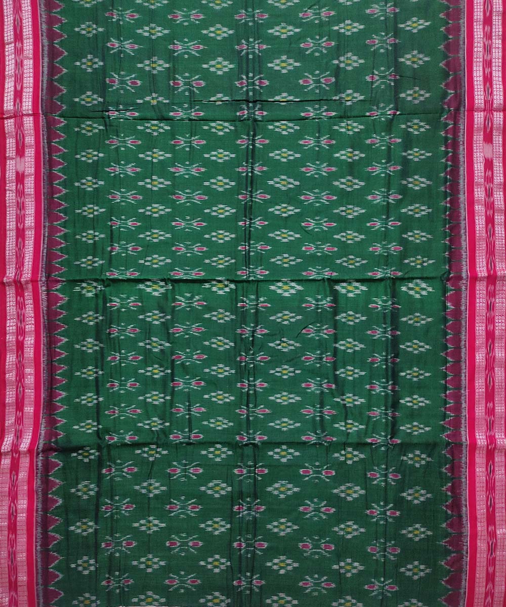 Dark green red cotton handloom nuapatna saree