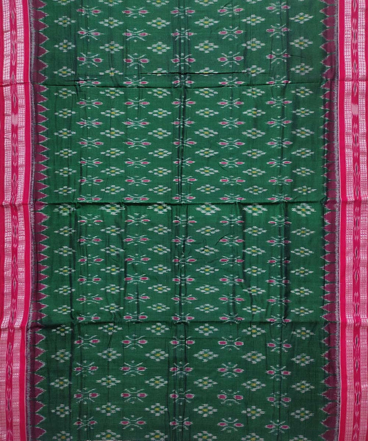 Dark green red cotton handloom nuapatna saree