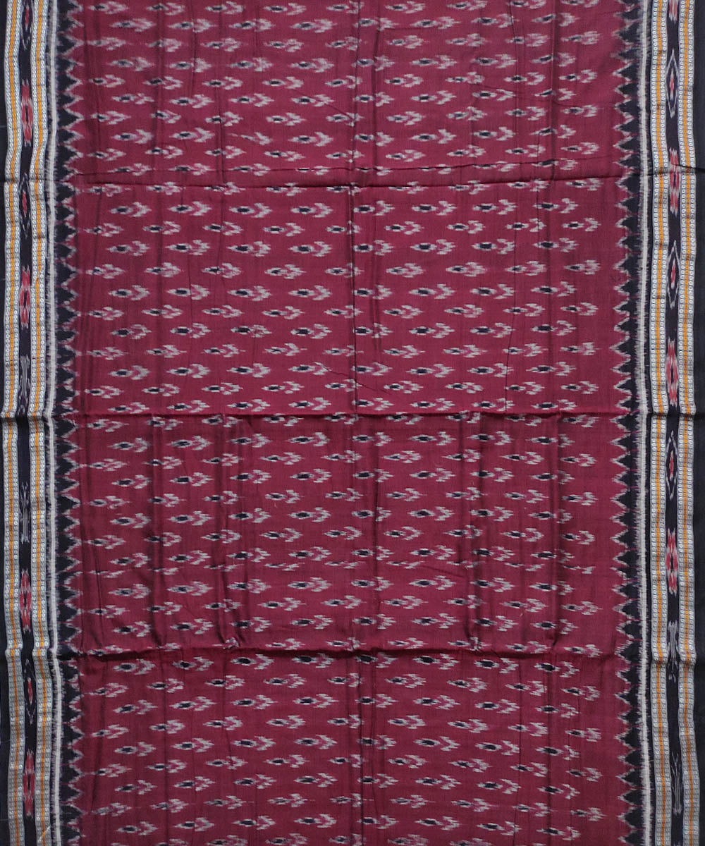 Maroon black handloom nuapatna cotton saree