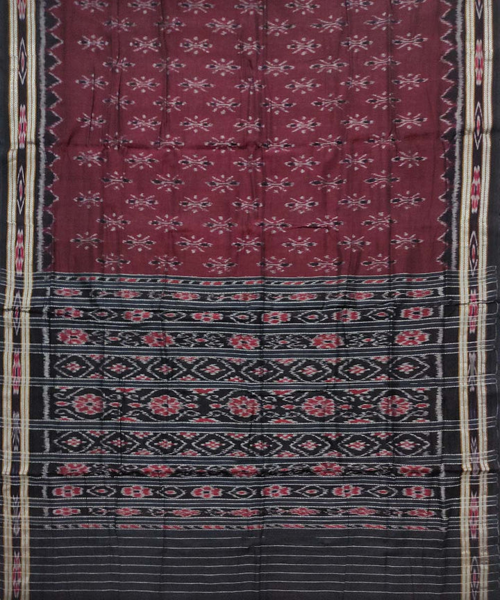 Maroon black handloom cotton nuapatna saree