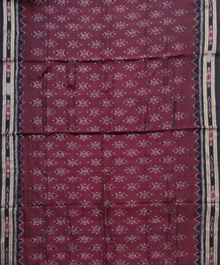 Maroon black handloom cotton nuapatna saree