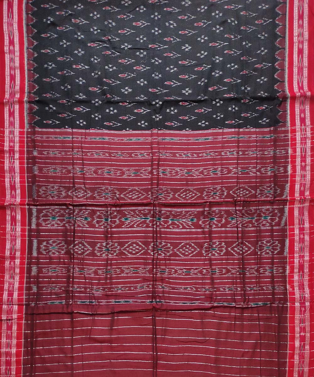 Black maroon cotton handloom nuapatna saree