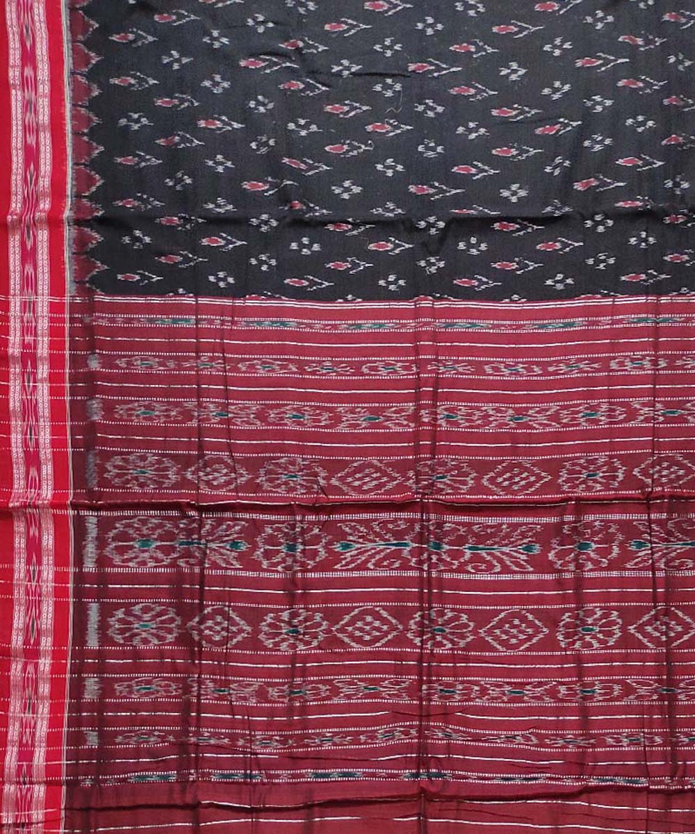 Black maroon cotton handloom nuapatna saree