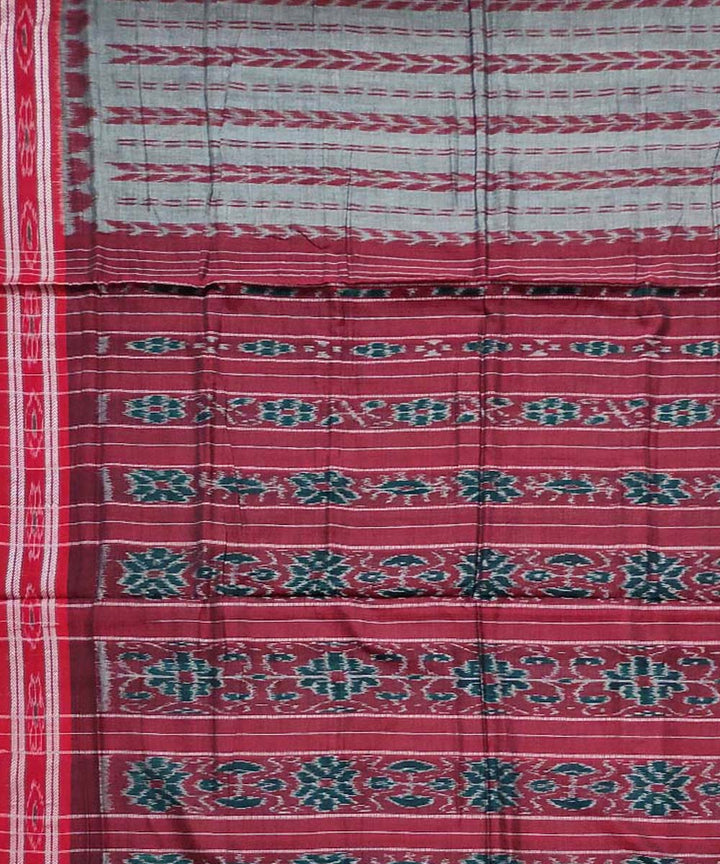 Grey maroon handloom cotton nuapatna saree