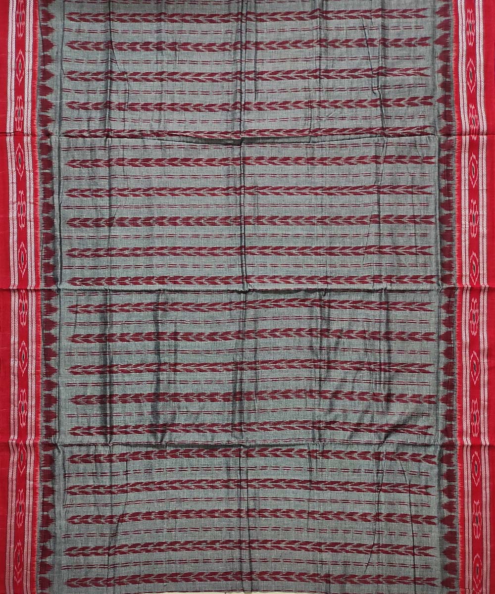 Grey maroon handloom cotton nuapatna saree