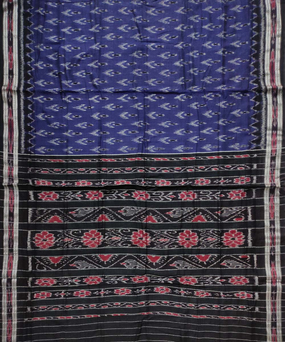 Navy blue black cotton nuapatna handloom saree