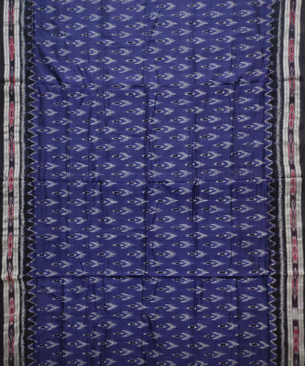 Navy blue black cotton nuapatna handloom saree