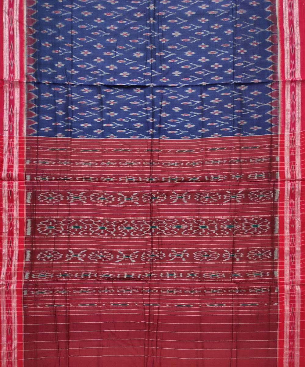 Navy blue maroon cotton handloom nuapatna saree