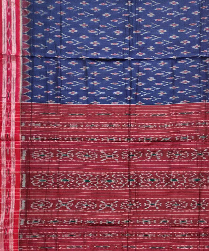 Navy blue maroon cotton handloom nuapatna saree