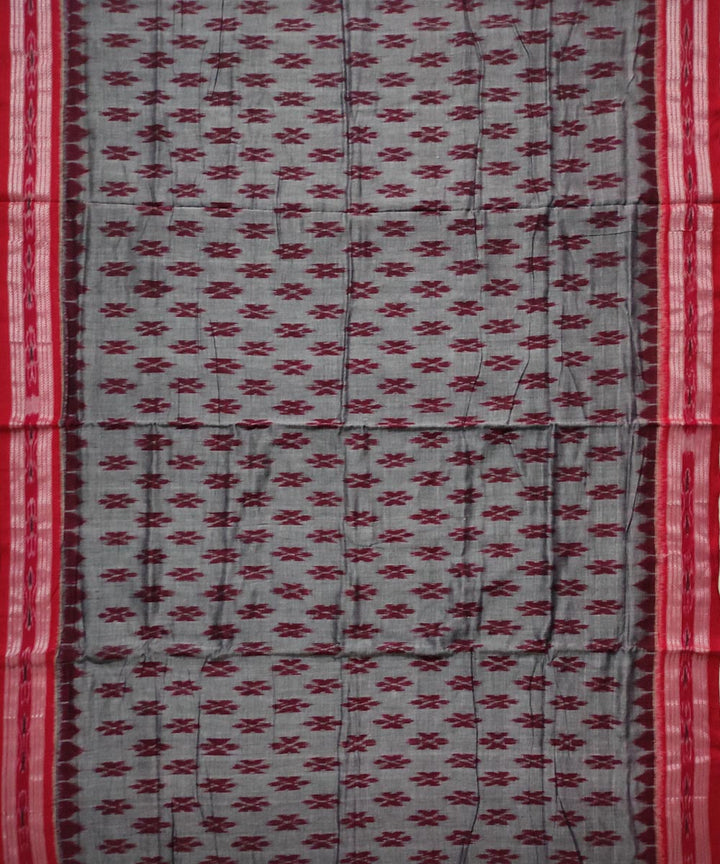 Grey maroon cotton handloom nuapatna saree