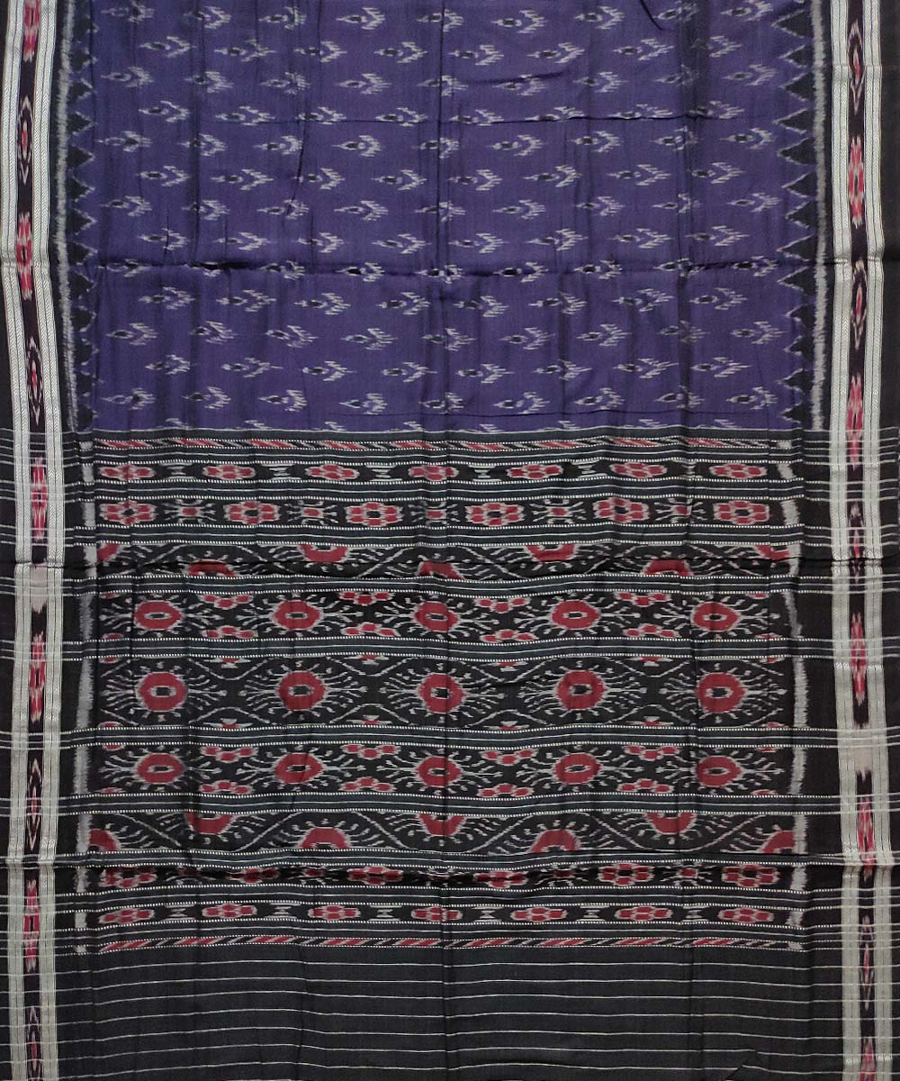 Purple black cotton handloom nuapatna saree