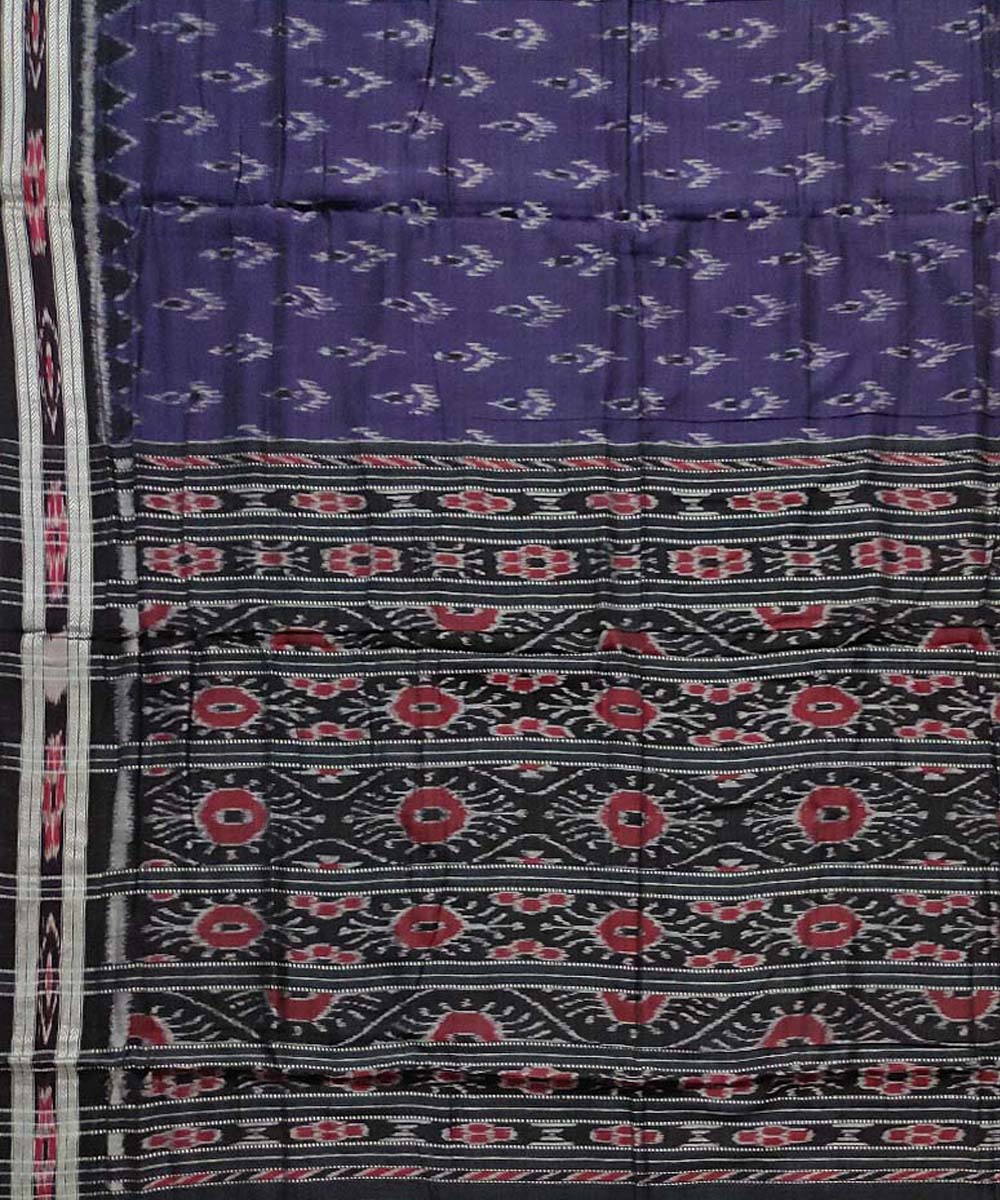 Purple black cotton handloom nuapatna saree