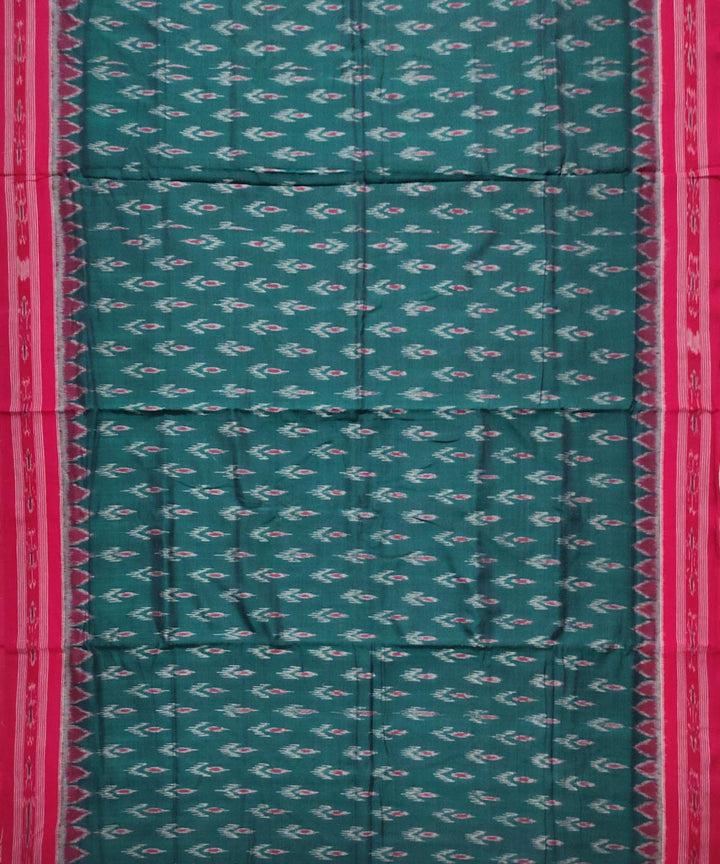 Cyan Green maroon Cotton Handloom Nuapatna Saree