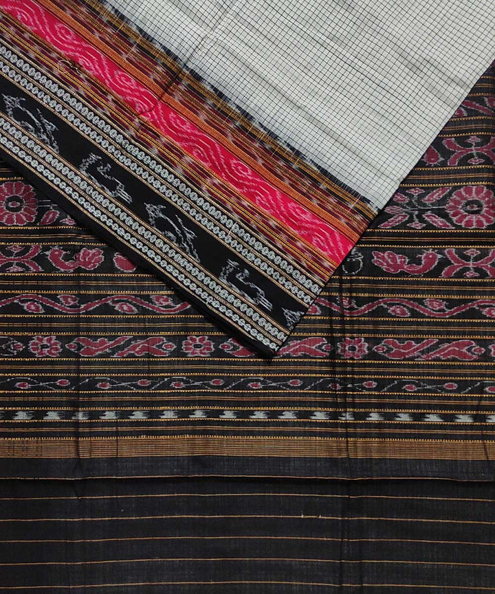 Black off white cotton handloom sambalpuri saree