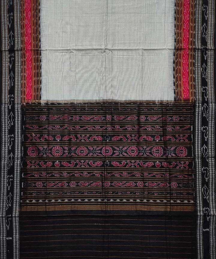 Black off white cotton handloom sambalpuri saree