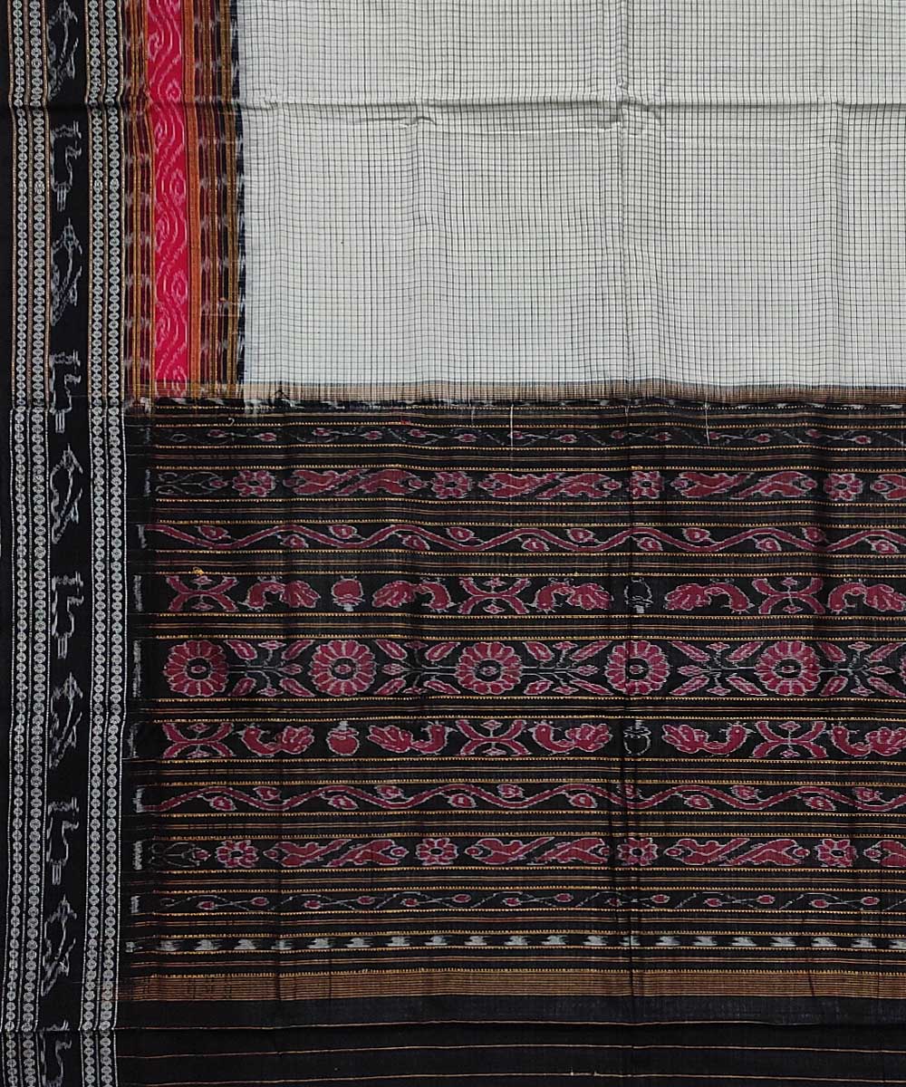 Black off white cotton handloom sambalpuri saree