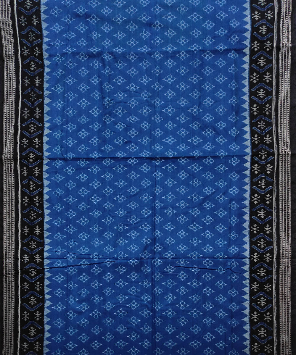 Sky blue black cotton handloom sambalpuri saree