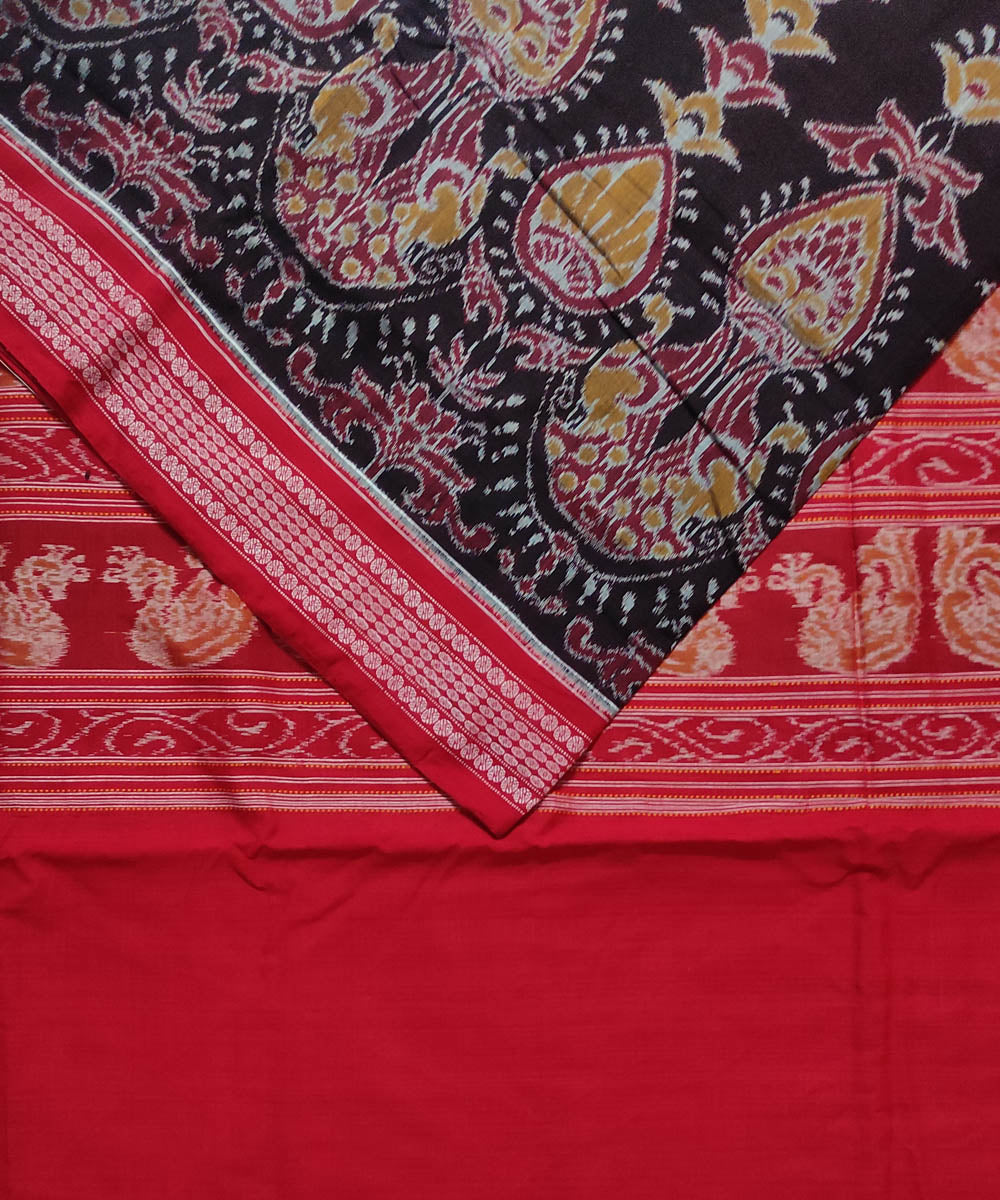 Brown red cotton handloom sambalpuri saree