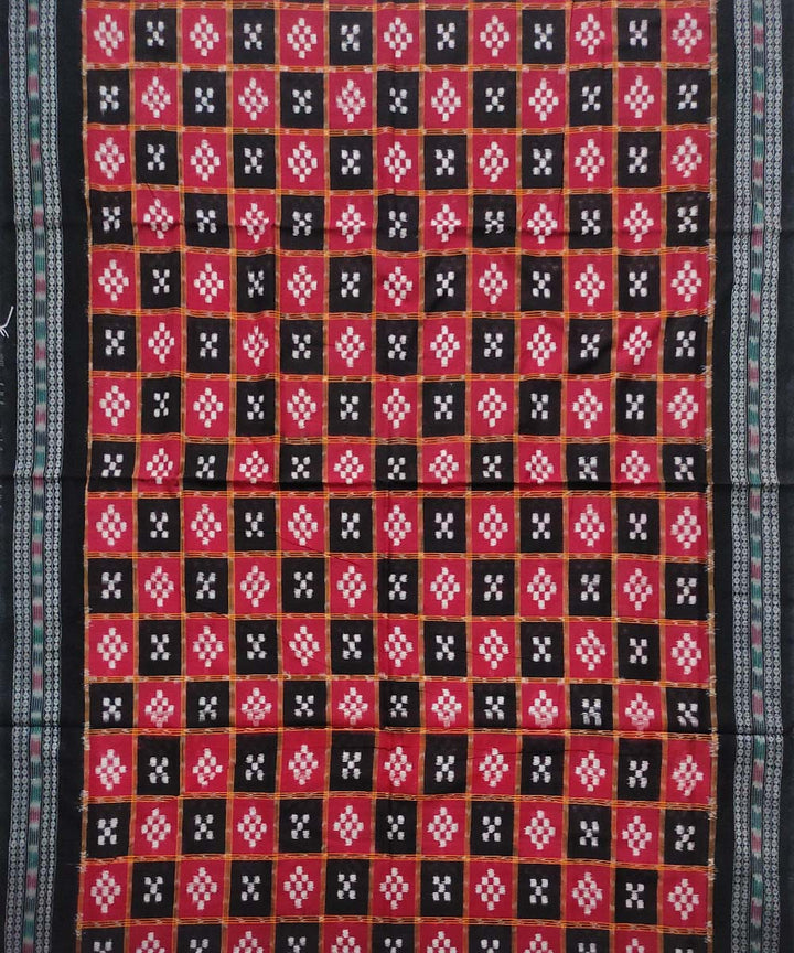 Red black handloom cotton sambalpuri saree