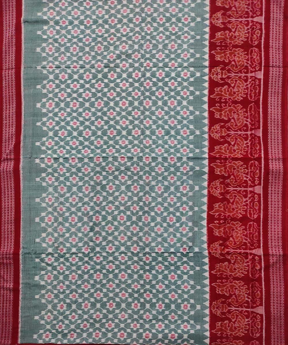 Grey red cotton handloom sambalpuri saree