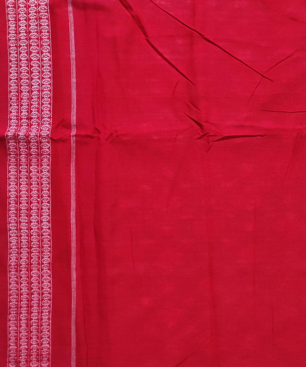 Grey red cotton handloom sambalpuri saree