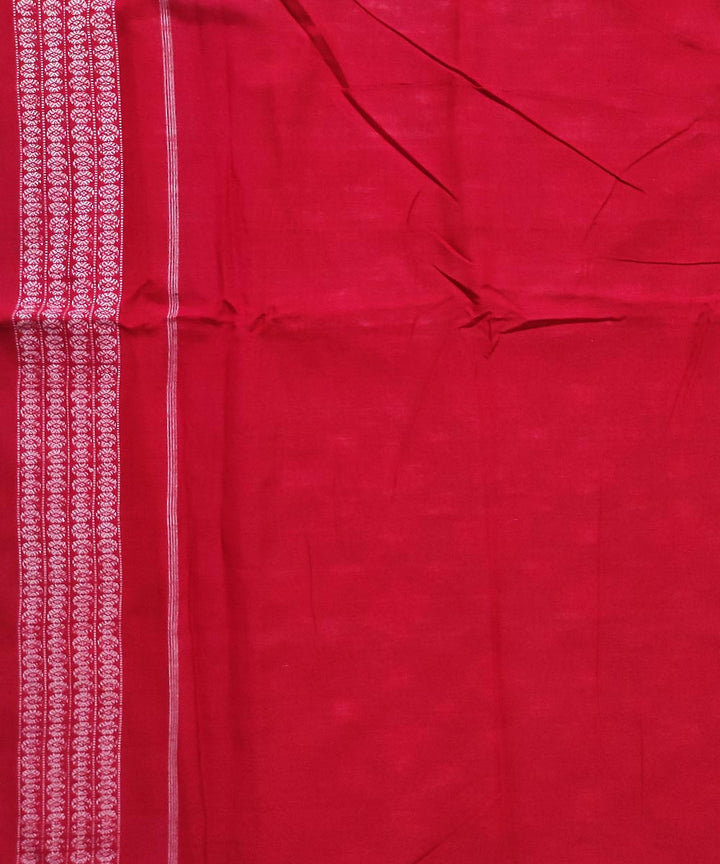 Grey red cotton handloom sambalpuri saree