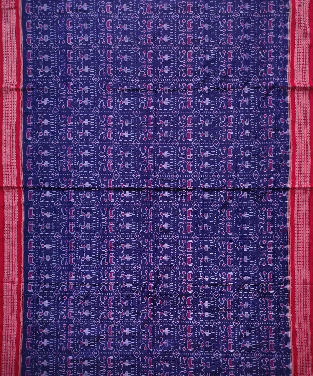 Navy blue red handloom sambalpuri cotton saree