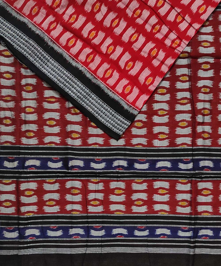 Red black handloom sambalpuri cotton saree