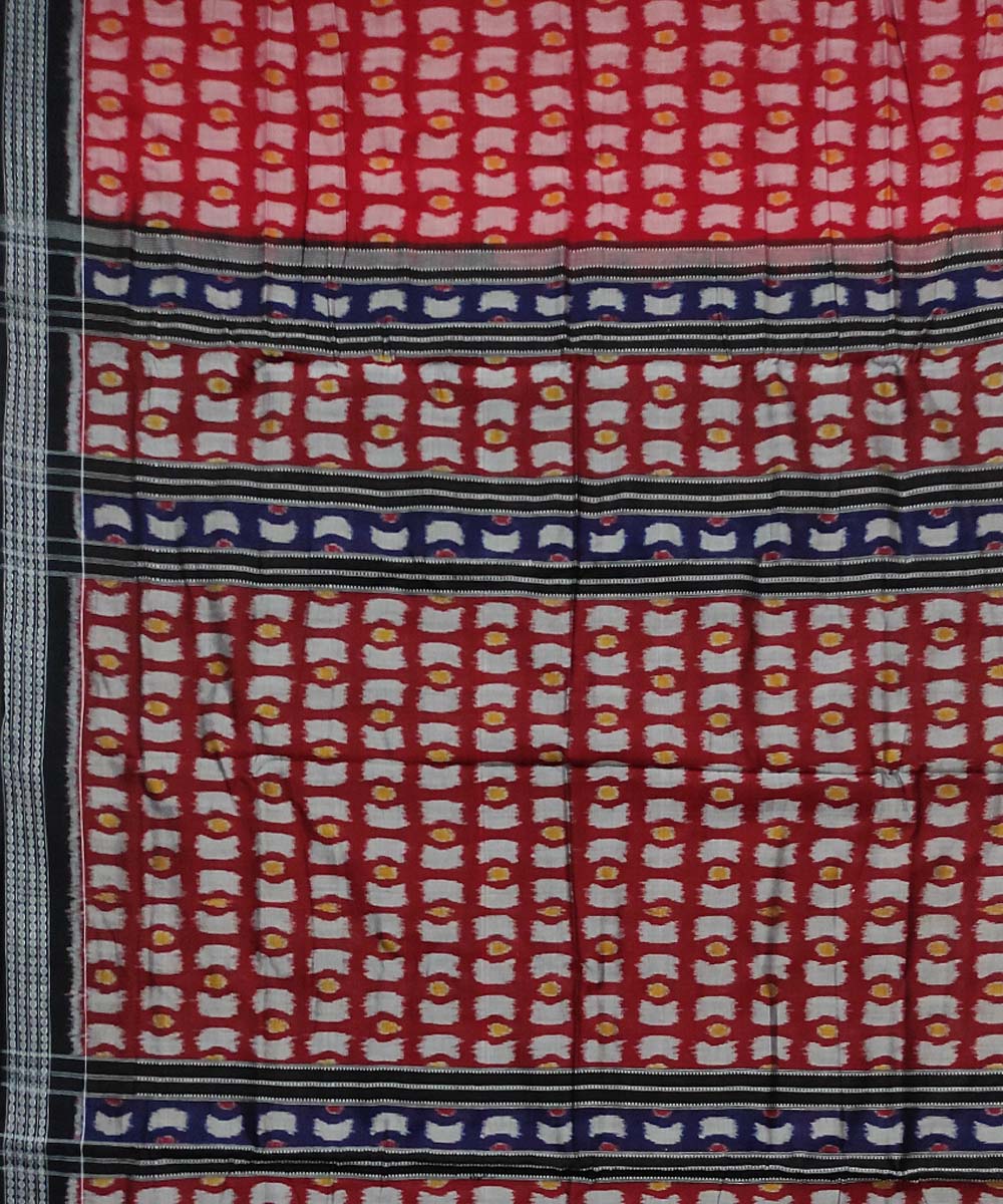 Red black handloom sambalpuri cotton saree