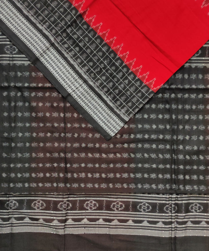 Red black cotton sambalpuri handloom saree