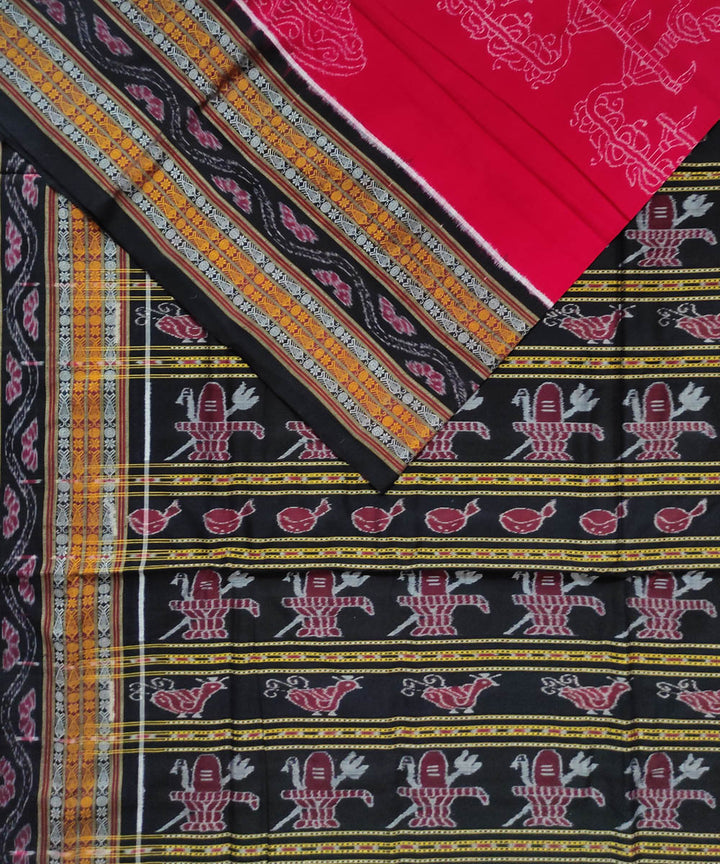 Red black cotton handloom sambalpuri saree